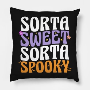 Sorta Sweet Sorta Spooky, Funny Mom Halloween, Flower Pumpkin Pillow