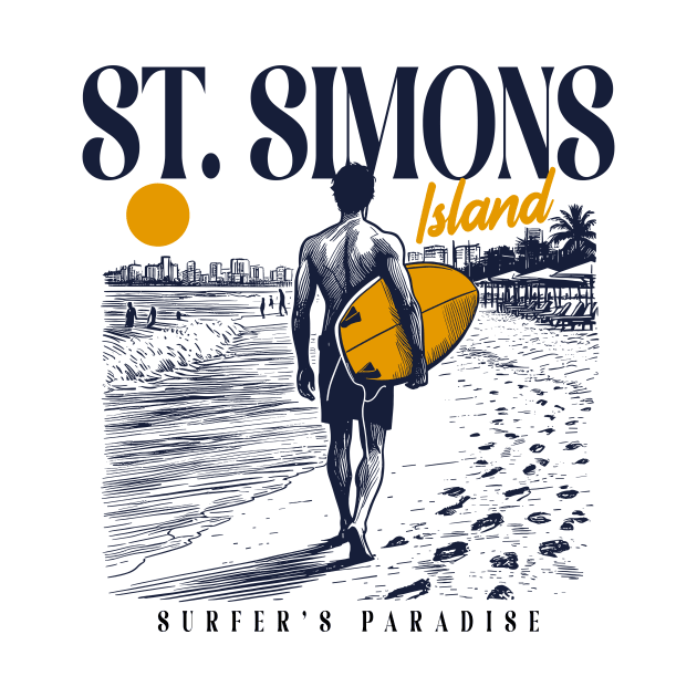 Vintage Surfing St. Simons Island, Georgia // Retro Surfer Sketch // Surfer's Paradise
