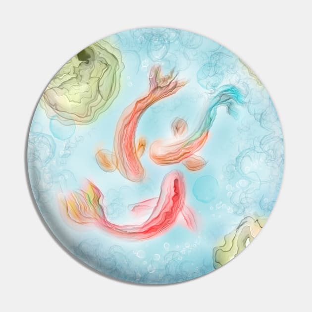 Koi Fish Tranquillity Pin by Katia Galante Art