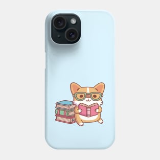 Cute Corgi With Glasses Reading A Book Phone Case