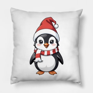 Cute a penguin wearing Santa hats and scarves Pillow