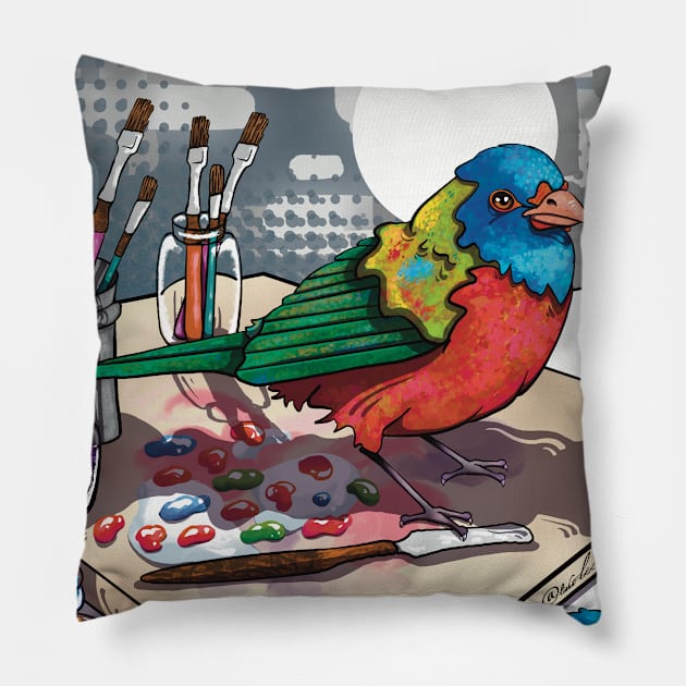 Painted Bunting Pillow by RoseDesigns1995