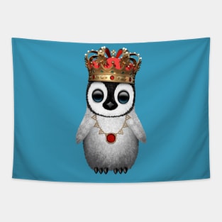 Cute Royal Penguin Wearing Crown Tapestry