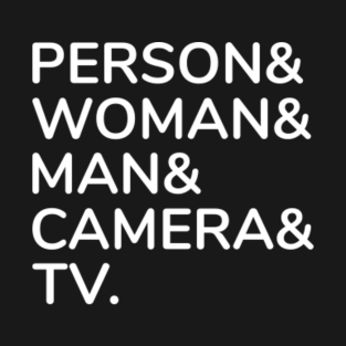 person woman man camera tv t-shirts