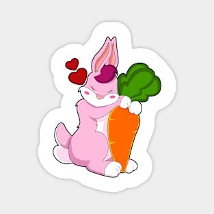 Rabbit with Carrot & Heart Magnet