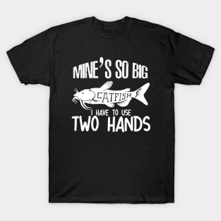 Funny Bass Fish Dad Mine's Big Use Two Hands Fishing T-Shirt