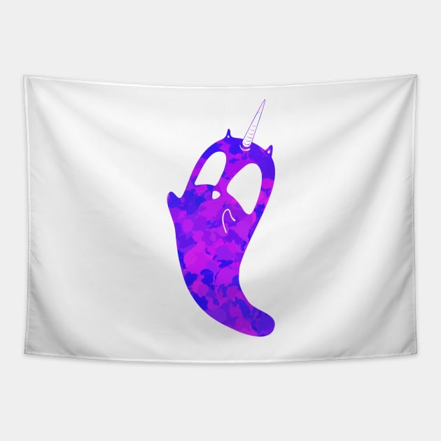 Purple splatter unicorn cat ghost Tapestry by Surplusweird