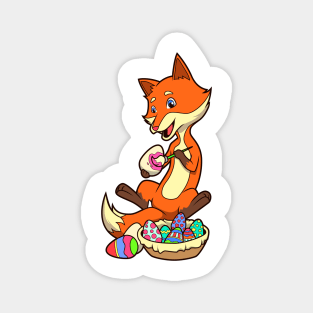 Cute fox painting easter eggs on easter day Magnet