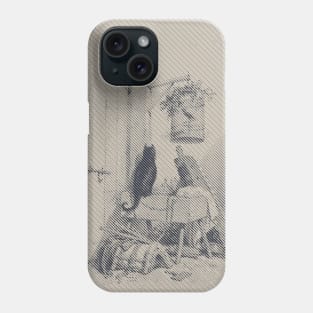 Cat and birdcage Diagonal Lines Phone Case