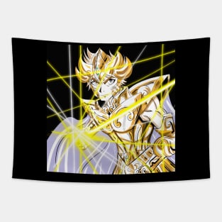 Leo gold Saint rage in cosmos lightning plasma Tapestry