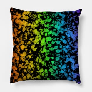 Rainbow splatter black Pillow