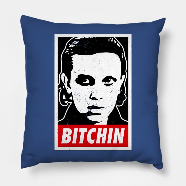 Stranger Things Eleven "Bitchin" Pillow by CultureClashClothing