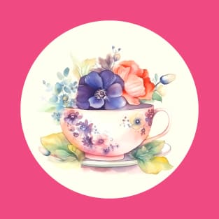 Whimsical Teacup with Flowers T-Shirt