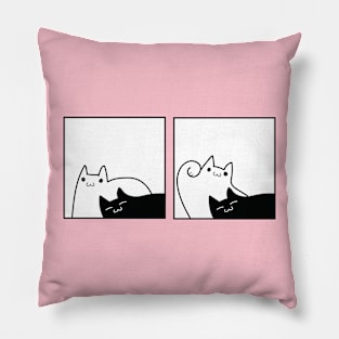 Cats Fighting Minimalistic Funny Pillow