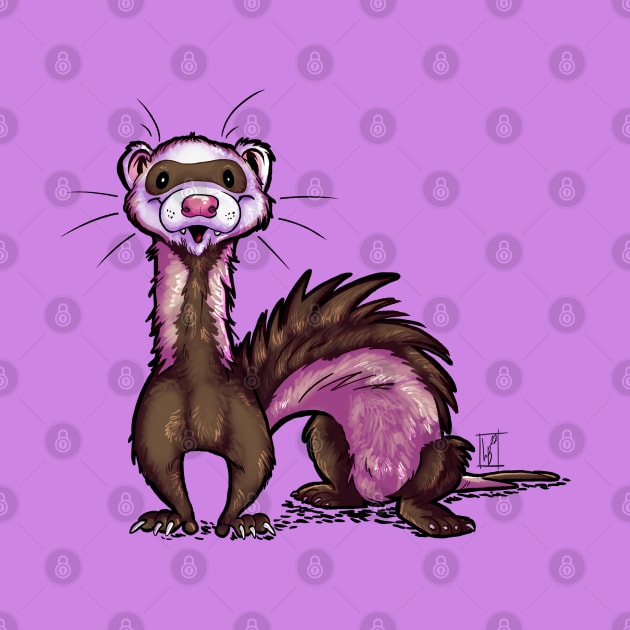 Ferret - White Brown Tan Fur by Lael Pagano