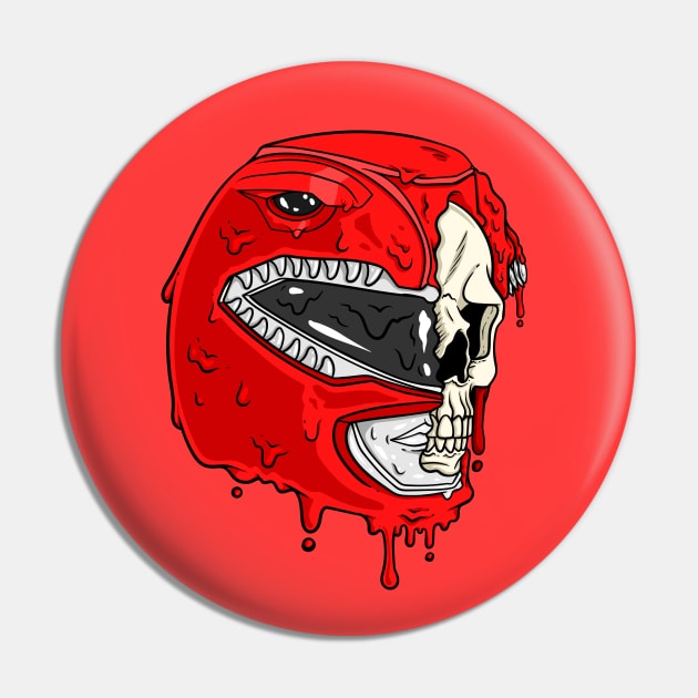 Red Half Skull Ranger Pin by CalebLindenDesign