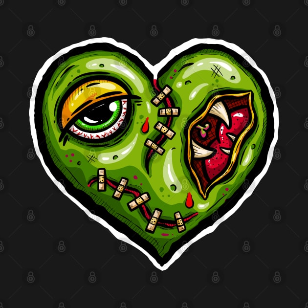 Zombie Heart Stitched Plaster Green Valentines Day by Squeeb Creative