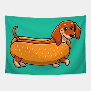 Happy Dachshund in Hotdog Costume Tapestry