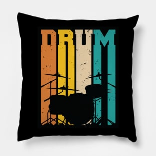 Retro Drum Set Silhouette Illustration Pillow