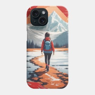 Girl walks a trail through the mountains Phone Case