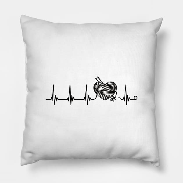 Knitting Sewing Crocheting with Passion Heartbeat Dark Pillow by Gift Designs