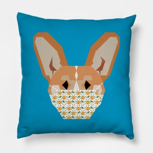 Dog Wearing Pixel Flower Mask Pillow