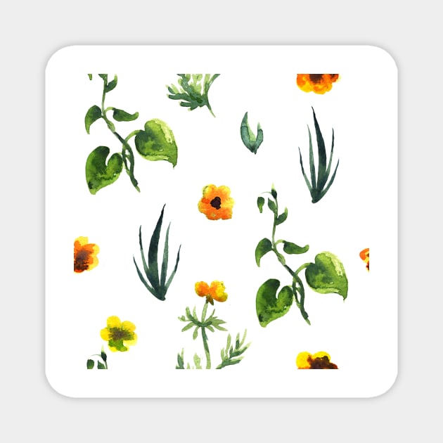 Seamless plants pattern. Floral decorative illustration Magnet by Olga Berlet