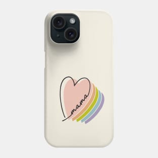 boho rainbow heart mama design line art rainbow heart letters mothers day gift for moms Phone Case