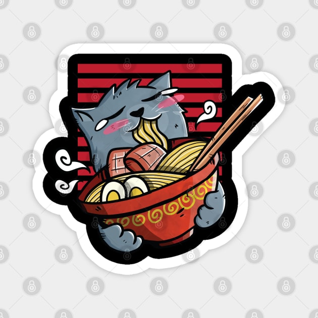 Ramen and a cute Cat Magnet by A Comic Wizard