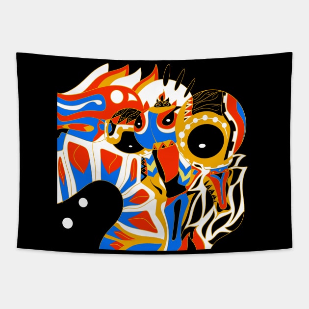 dark ufo warrior ecopop Tapestry by jorge_lebeau