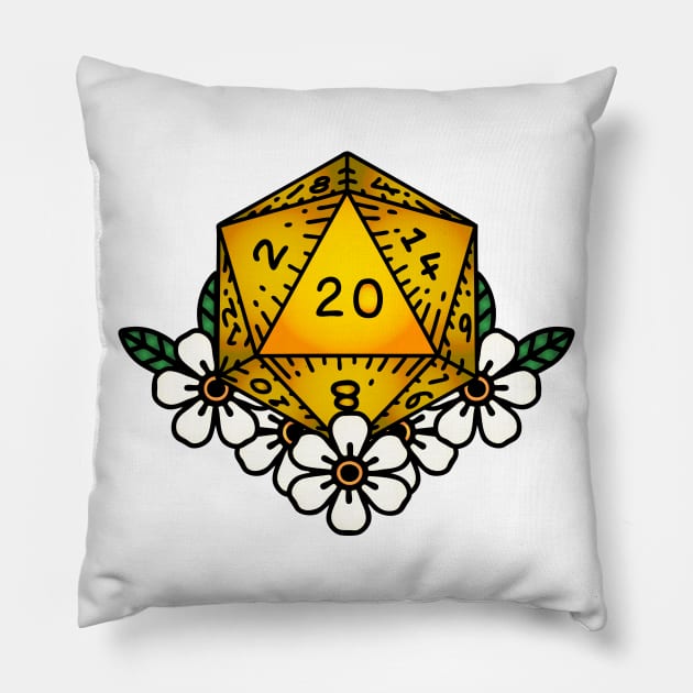 Natural 20 Pillow by OctoberArts