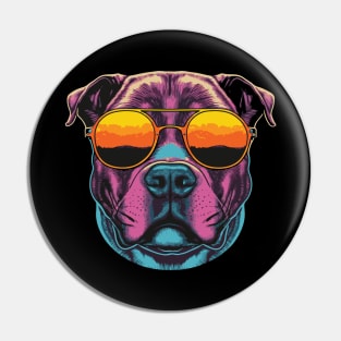 Retro Sunset Pit Bull Pin