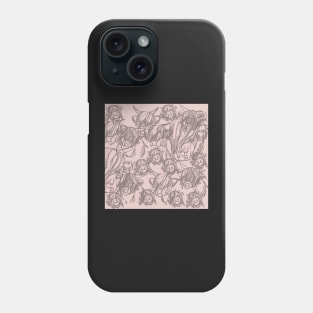 Doodled Highland Cows Pattern Pink Phone Case