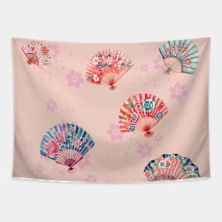 Japanese Folding Fan Pattern Tapestry
