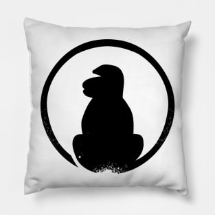 Monkey Sitting Silhouette Doodle Art Pillow