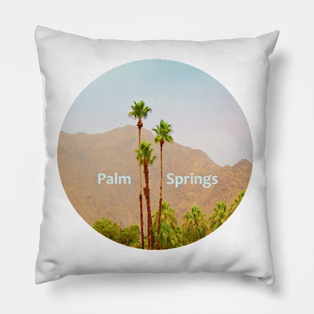 Palm Springs Desert Mountains and Palm Trees Landscape, California Pillow by Star58