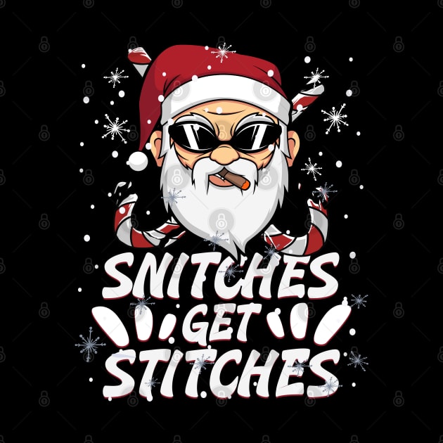 Funny Snitches Get Stitches Santa Hat Bad Santa Xmas Humor by alcoshirts