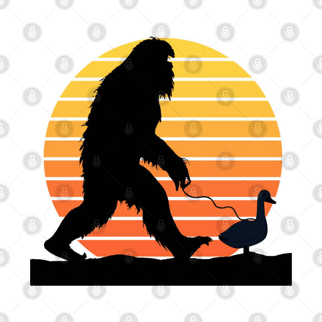 Bigfoot walking a duck on a leash by FlippinTurtles