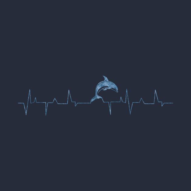 Heartbeat Dolphin Jumping Blue by Coumenole Design