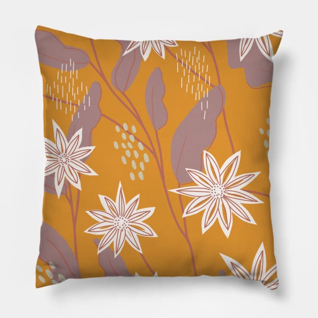 Tropical Rain Floral Pattern Pillow by Off The Hook Studio