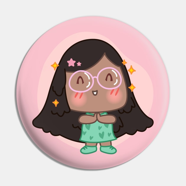 Cute girl design Pin by BrightLightArts