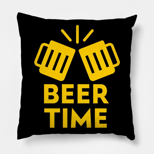Beer  Time (Yellow) Pillow by GideonStore