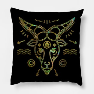 Capricorn Zodiac Gold Abalone Pillow