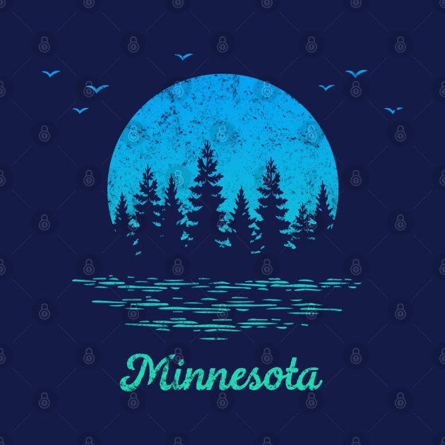 Minnesota Trees Sunset Lake Nature Outdoors Graphic Cool Vintage Souvenir by Pine Hill Goods