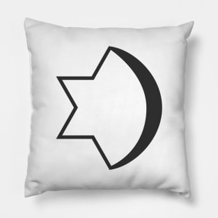 Combination of Star of David with Crescent religious symbols in black flat design icon Pillow