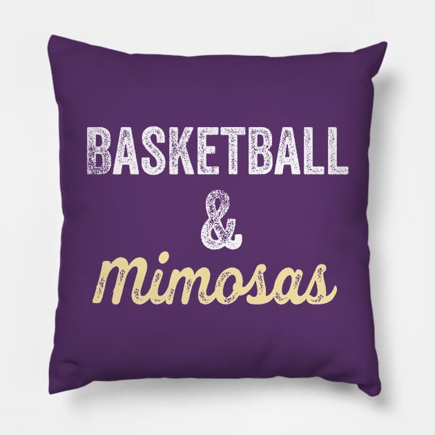 Basketball & Mimosas Fans Mom Game Day Drinking Funny Pillow by HuntTreasures