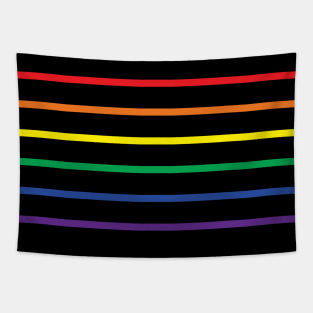 Gay Pride Flag Rainbow Stripes Black Background Tapestry