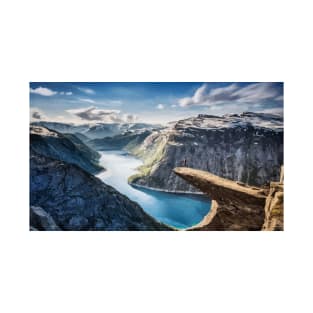 Trolltunga Norway Fjord Painting T-Shirt