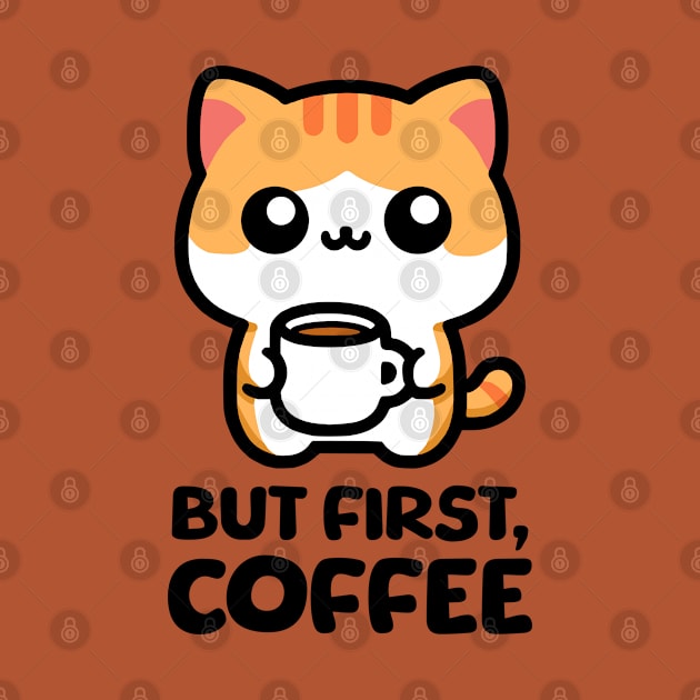 But First Coffee! Cute Coffee Cat by Cute And Punny