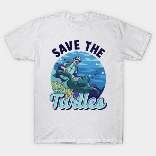 Discover Save the Turtles - Climate Change Turtle Diving - Save The Turtles - T-Shirt